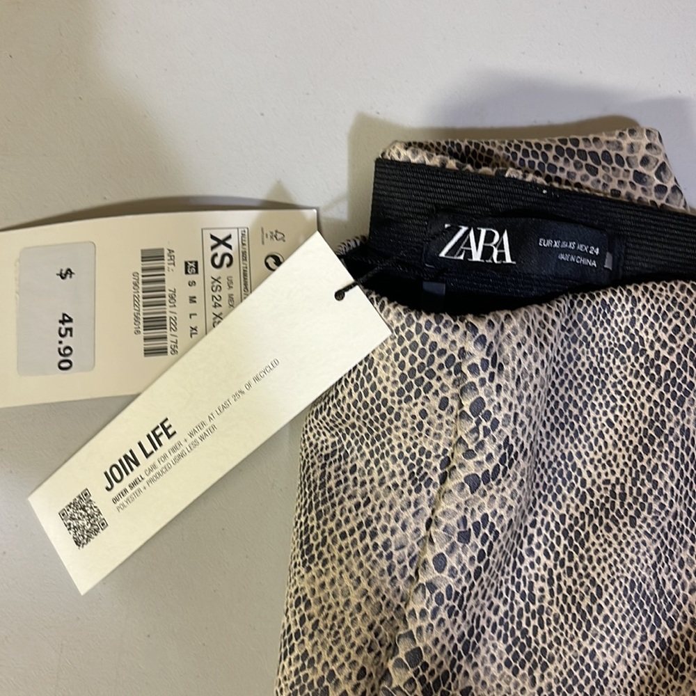 BNWT Zara XS Snake Skin Print Pant Elastic Waist - Picture 2 of 2